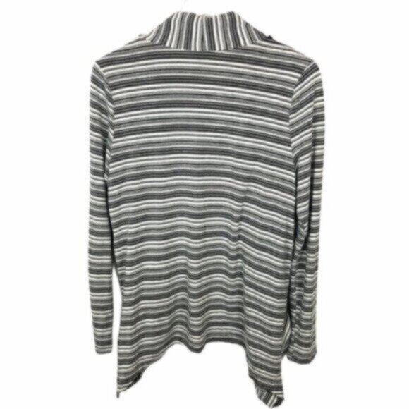 41 Hawthorn | Women's Grey & White Stripe Knit Cardigan Sweater Size Large - Picture 2 of 10